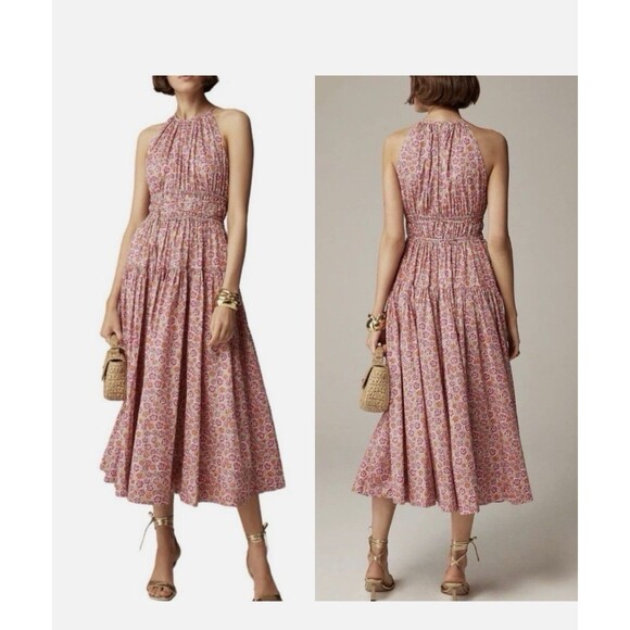 J. Crew Dresses & Skirts - J. CREW Liberty Dress Women Small Tie-Waist Ellie Pink Dainty Floral Boho CA089